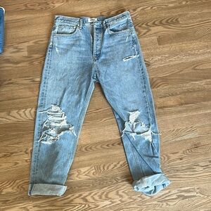 Distressed Blue Jeans
